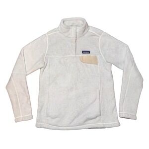 Patagonia Re-Tool Snap-T Pullover Fleece Jacket White Polartec Womens Sz Med